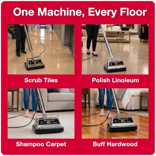 Koblenz P-1800 Floor Polisher and Buffer, 12 in Twin Brush, 2 Speeds, Gold