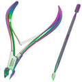 Professional Cuticle Trimmer Nail Cuticle Cutter Stainless Steel Cuticle Nippers with Sharp Blades Double Spring Manicure Tools for Nail Care Pedicure Home Spa (Multi - Pusher Included)