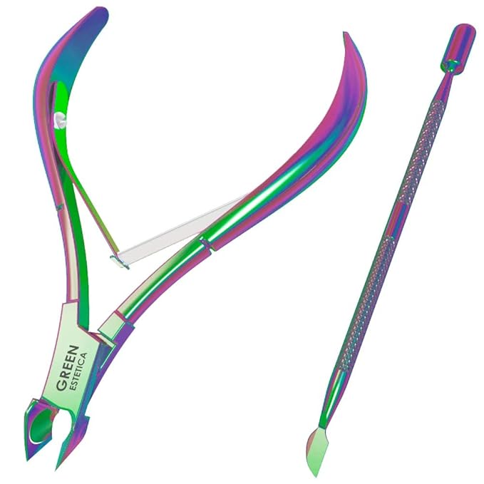 Professional Cuticle Trimmer Nail Cuticle Cutter Stainless Steel Cuticle Nippers with Sharp Blades Double Spring Manicure Tools for Nail Care Pedicure Home Spa (Multi - Pusher Included)