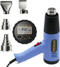 Digital LCD Heat Gun, 110V Hot Air Gun, 100-650℃（212-1202℉） 6 Modes, Rear Button Temp Control, 7S Delay Off, Overload Protection, 1.5M Cord Handheld Heat Gun for Crafts, Shrink Wrap, Paint Removing