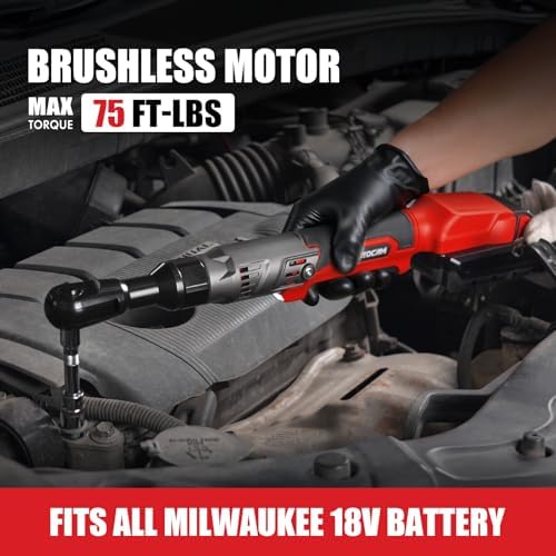 3/8" Cordless Ratchet Wrench for Milwaukee 18V, 75 Ft-lbs(102N.m)