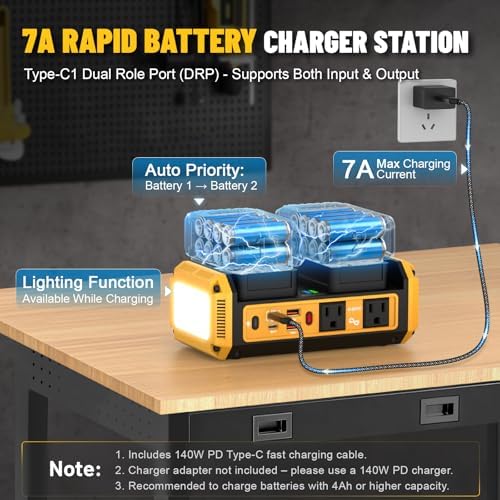 Azocek 350W Power Inverter Compatible with Dewalt 20V Battery