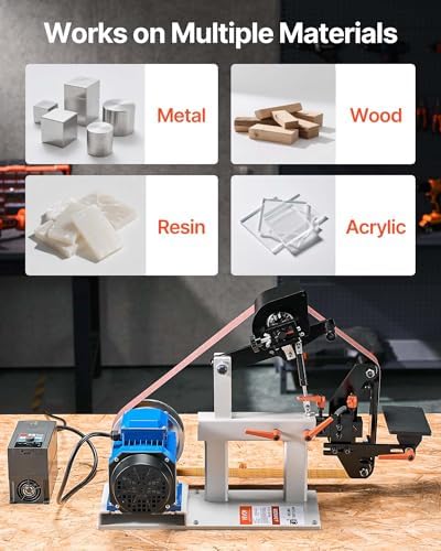 VEVOR 1500W 2HP Belt Sander Grinder, 2" x 82" Variable Speed Belt Grinder for Metalworking, 3 in 1 Belt Sander Polisher with 3 Grinding Moulds & Flat Platen Tool Rest for Knife Making
