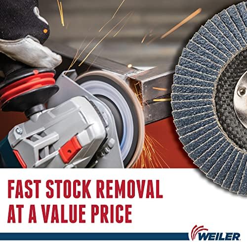 Weiler 31351 Wolverine 4-1/2" x 5/8"-11 UNC NUT Abrasive Flap Disc, 60 Grit Zirconia Alumina, Bevel Type 29, Phenolic Backing, Standard Density (Pack of 10)