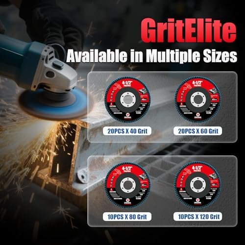 60 Pack Flap Discs 4 1/2 for Angle Grinder, 40/60/80/120 Grit Type 29 Zirconia Abrasive Grinding Wheel, 7/8" Flap Sanding Disc for Metal, Wood, Stainless Steel Finishing