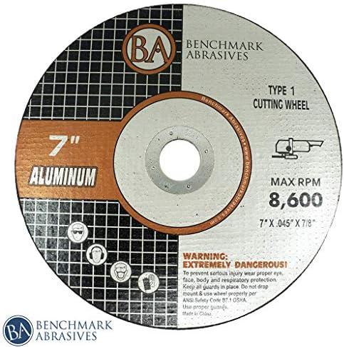 Benchmark Abrasives 7" Type 1 Aluminum Cutting Wheel 0.045" Thick 7/8" Arbor, Metal Cutting Grinding Wheel, Angle Grinding Cutting Wheel Max. RPM 8600-25 Pack