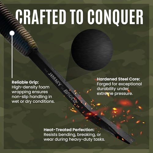 Broco Jimmy Tactical Pry Bar, EDC, Rescue & Breaching Tool, Durable Steel, Comfort Grip, Nail Puller Tool, Crowbar, 10.5inch Prybar
