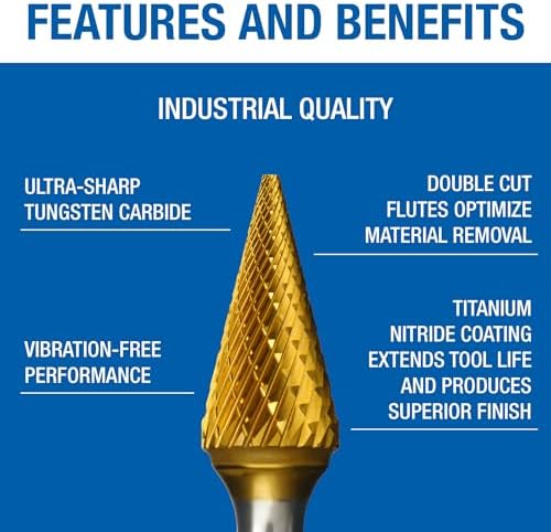 Champion Cutting Tool SM4 Double Cut TiN Coated Carbide Bur