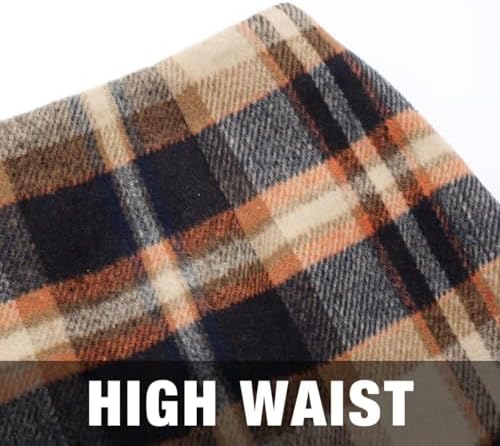IDEALSANXUN Plaid Skirts for Women Fall Winter Knee Length Pencil Wool Skirt with Slit