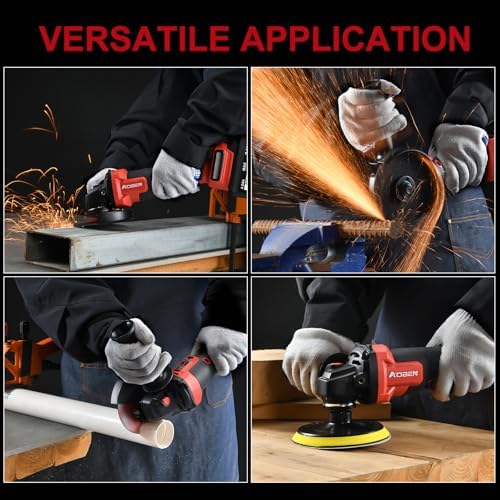 AOBEN 21V Cordless Angle Grinder Tool, 4-1/2 Inch Power Brushless Cut Off Grinder, Paddle Switch, with 2x4.0Ah Battery & Charger, Electric Handheld Grinder for Metal Cutting, Grinding, Polishing