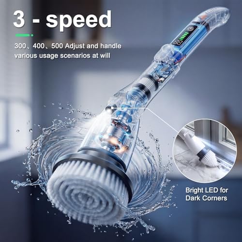 Cordless Electric Spin Scrubber with Extendable Long Handle