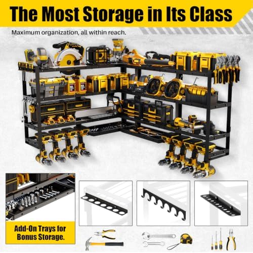 XLarge 64''W Power Tool Organizer Wall Mount, 4-Tier