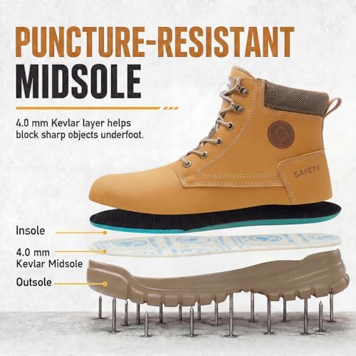 GUSAYEX Steel Toe Boots for Men Puncture Resistant Work Boots