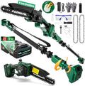 2-in-1 Electric Pole Saws for Tree Trimming, 8 Inch Cordless Mini Chainsaw with 15 FT Extension Pole, Pole Saw Battery Powered with 2*4.0Ah Battery, Tree Trimmer Pole Saw for Branch Cutting