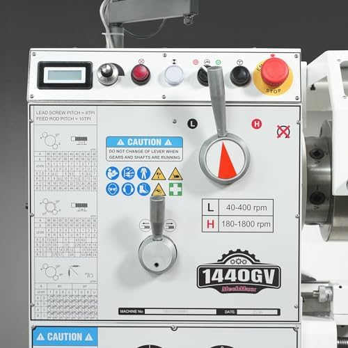 Mechmaxx 14" x 40" Industrial Metal Lathe Machine with Variable Speed DRO Gunsmith Gearhead Precision Turning Drilling Belt Drive，Model 1440GV