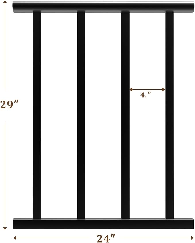 Metty Metal 2Ft W x 36in H Level Deck Railing Kit, Textured Black AAMA2604 Powder Coat, IBC Certified Guard Rail for Deck Porch Balcony Patio Outdoor