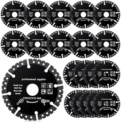 20 Pcs 4.5" Diamond Saw Blades Bulk Diamond Cutting Wheel for Angle Grinder 4 1/2'' Multi Purpose Heavy Duty Angle Grinder Discs for Cutting Metal Tile Rebar Steel Marble, 7/8'' Arbor(Black Style)