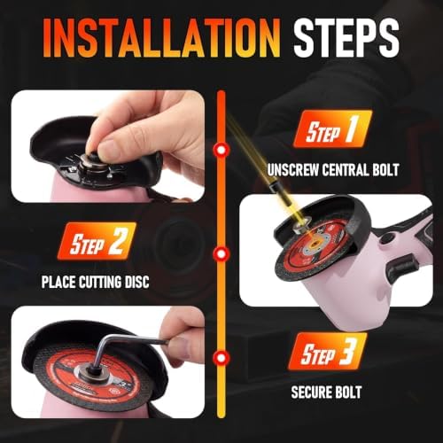 TEENO Cordless Angle Grinder Kit, 19,500 RPM Mini Electric Angle Grinding Tool with 2 Pcs 16.8V 2000mAh Batteries and 6 Cutting Discs, 3-Inch Handheld Grinder for DIY & Home Improvement, Pink