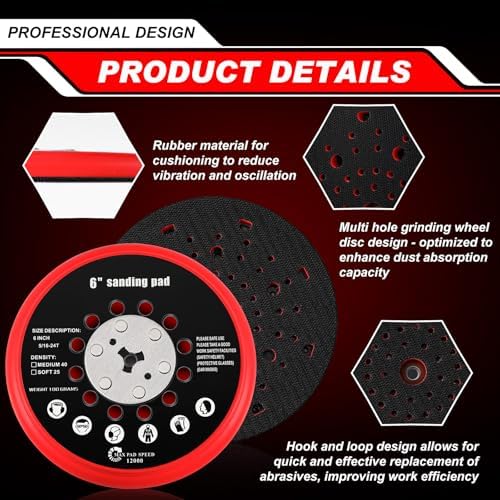 6" Replacement Sander Pad Compatible with Bosch Get75-6n, 1 Set