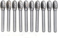 10Pcs/set 3/8 Dia.Oval Burrs Heavy Duty Solid Carbide Grinding Heads Chamfering Abrasion Industrial Deburring Rotary Tools for Hard Steel Metal Metalworking