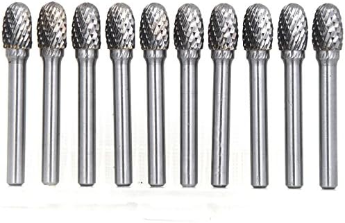 10Pcs/set 5/16 Dia.Oval Burrs Heavy Duty Solid Carbide Grinding Heads Chamfering Abrasion Industrial Deburring Rotary Tools for Hard Steel Metal Metalworking
