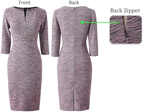 VFSHOW Womens Work Business Office Zipper Up Slim Bodycon Sheath Dress