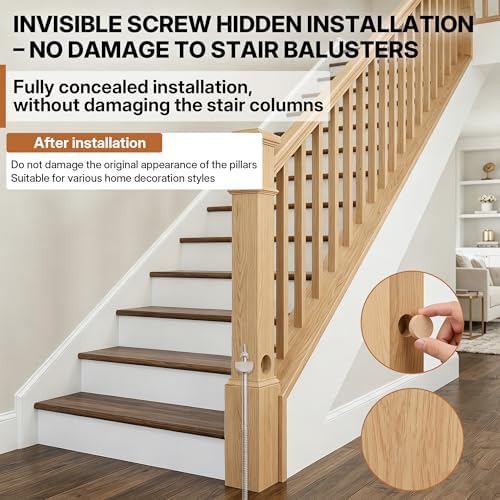 4PCS Newel Post Mounting Kit, Heavy Duty Hidden Newel Post Fastener with Rail Bolt Wrench, Installation Kit Staircase Newel Posts for Wooden Stair Railing, Deck Baluster