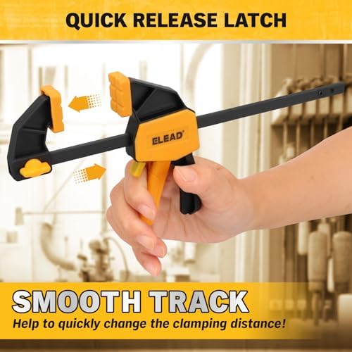 6" Mini Bar Clamps for Woodworking, 4-Piece One-Handed F Clamp/Spreader, 75LBS Load Limit Wood Clamp, Quick Release Grip Clamps for Table Wood Working, Light-duty Tools