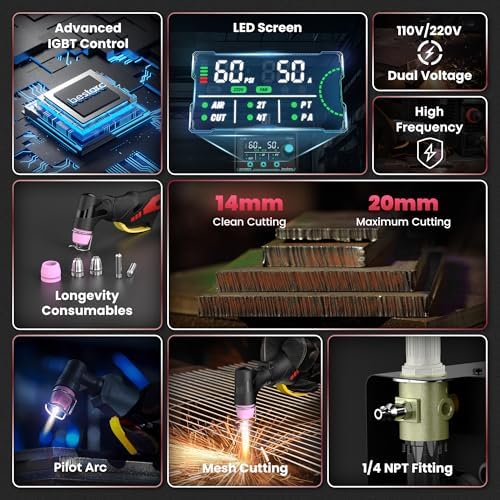 Bestarc 50A Plasma Cutter Machine, Pilot Arc, IGBT 110V/220V Dual Voltage