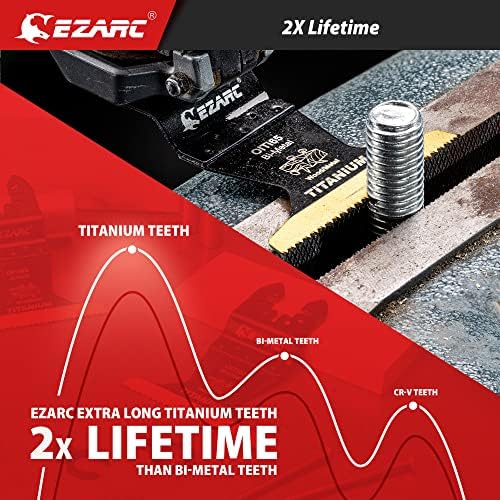 EZARC Titanium Oscillating Saw Blades, 3 PCS Extended Multitool Blades for Metal, Wood Nails, Screws Cutting, Plastic