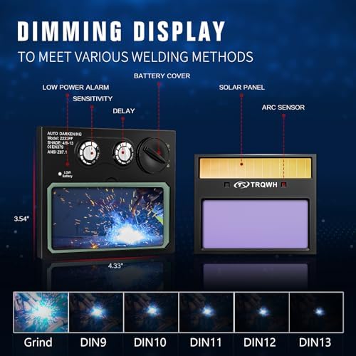 TRQWH Auto Darkening Welding Helmet with Light True Color Welding Hood
