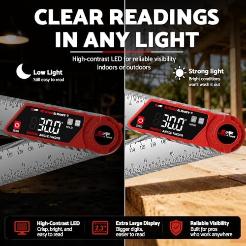 S&F STEAD & FAST Digital Angle Finder with Miter Button, 7 Inch / 200 mm