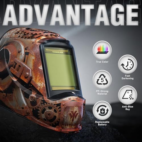 YESWELDER Auto Darkening Welding Helmet, Large View, LYG-M800H-RG