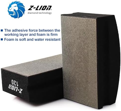 Z-lion Electroplated Diamond Polishing Hand Pads Grit 120 Arc Shape Back for Glass Stone Granite Marble Concrete