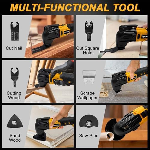 Oscillating Multi Tools for DeWalt 20V Max Battery, Cordless Multitool with 6 Variable Speed 8,500-21,000 RPM, 23PCS Sanding and Cutting Oscillating Tool [Tool Only]