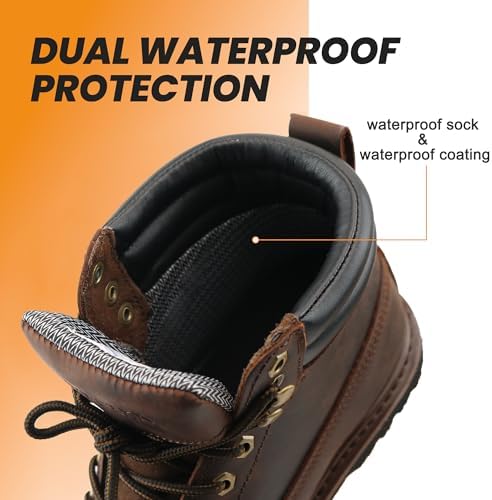 Work Boots for Men Soft Toe Waterproof Leather Workboots