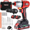 TEENO 20V Brushless Cordless Drill and Impact Driver Combo Kit, 2-in-1 Interchangeable Power Tool Set with 2x 1.5Ah Batteries, Fast Charger, 19 Pcs Drill Bits Accessories & Hard Storage Case