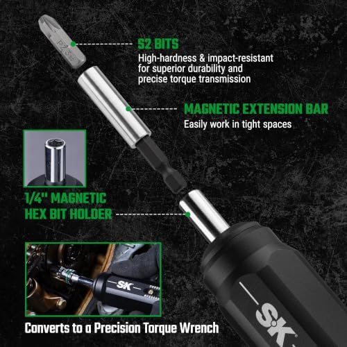 SK 33-Piece Torque Screwdriver Set, 10-80 Inch Pound, Full CNC-Machined