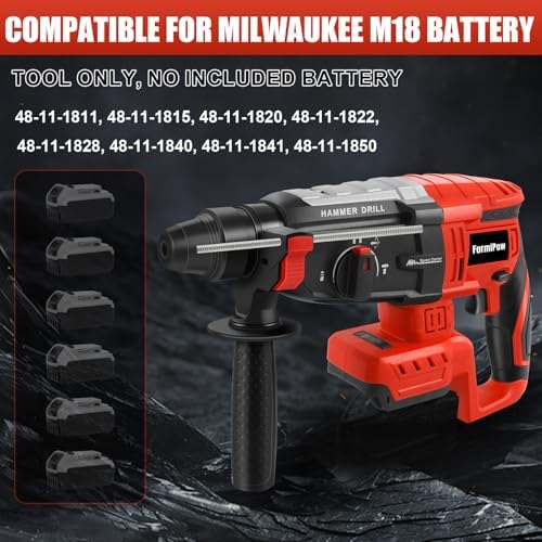 SDS Plus Rotary Hammer for Milwaukee M18 Battery (No Battery)