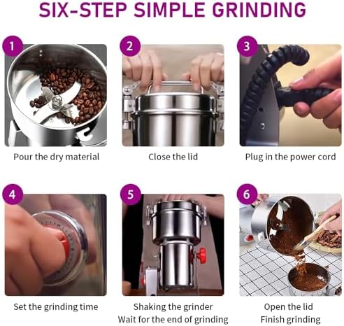 750g Grain Mill, 304 Stainless Steel Spice Grinder, 2800W High-speed Commercial Flour Mill, Superfine Flour Mill Grinder for Home, Grain Mill for Flour