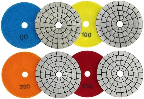 4PCS Electroplated Diamond Sanding Pad, 60#/100#/200#/400# Grit 4inch 100mm Grinding Disc Hook and Loop Backing for Stone Tile Glass Trimming & Metal Polishing & Wood Sanding