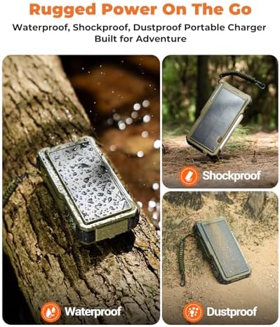 BLAVOR Solar Power Bank with Hand Crank and Built-in 4 Cables 20000mAh
