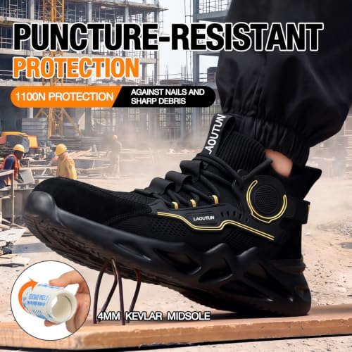 LAoutun Steel Toe Shoes for Men Work Shoes Safety Sneakers Lightweight