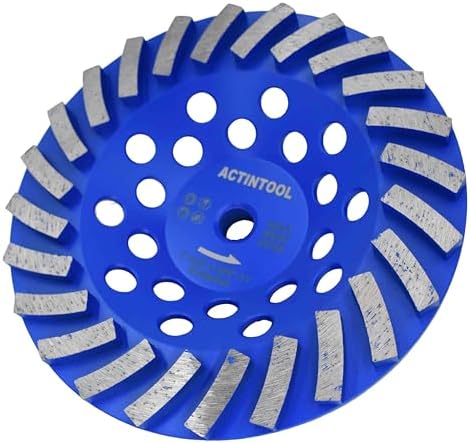 7 in. x 5/8-11 in. Threaded Arbor 24 Segments Diamond Turbo Grinding Cup Wheel, 7 Inch Diamond Cup Grinding Wheel for Granite Marble Concrete (5/8"-11 Threaded)