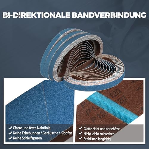 3/8 x 13 Inch Zirconia Sanding Belts, 40Pcs 10 Each of 40/60/80/120 Grits