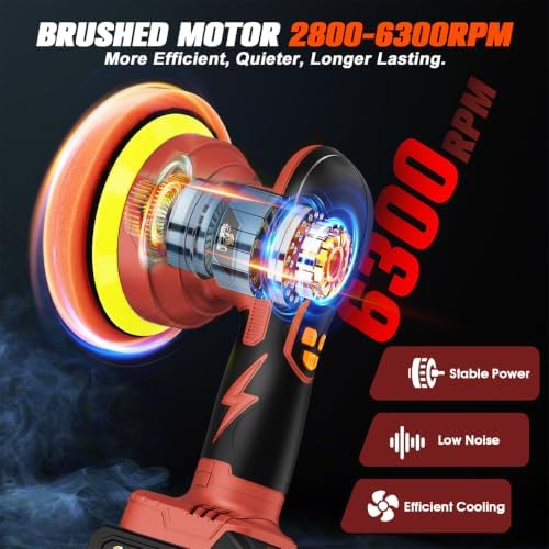 Cordless Dual Action Car Buffer Polisher, 8-Speed, 2*21V Batteries