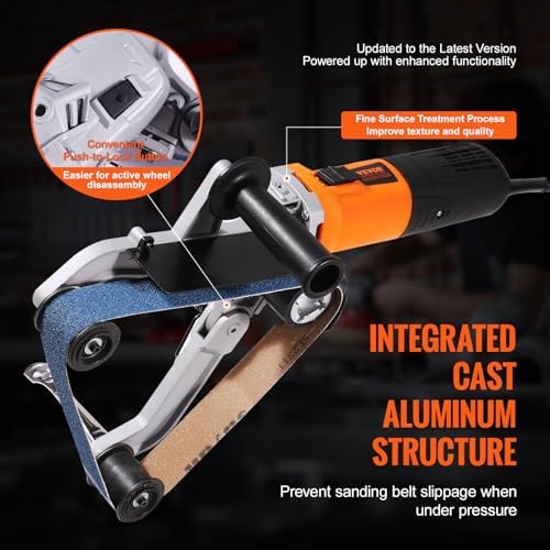 VEVOR Pipe Tube Polisher Sander, 1000W 120V Pipe Belt Sander with 6 Speeds 1100-3200rpm, Professional Belt Sander Grinding Machine with 50PCS Sanding Belts for Burnishing Finishing Rust Removal
