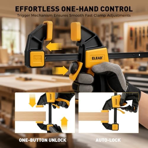 3-Pack Wood Clamps for Woodworking, 12 Inch Bar Clamps with Clamp Connector, Quick-Release Wood Clamps with 150 LBS Load Limit, Trigger Clamp Set for Woodworking DIY Projects