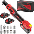 SOARFLY 3/8" Cordless Ratchet Wrench, Power Ratchet Tool Set, 60 Ft-Lbs(80N.m) Electric Ratchet Wrench with 2 * 2000mAh Lithium Batteries, 7 Sockets, LED Light, 1/4" Adapter, 3" Extension Bar