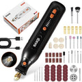 Electric Totary Cordless Tool Kit, Type-C Rechargeable 2000mAH, 6 Adjustment Speeds(5000-22000RPM), 59Pcs Accessories For DIY Crafting,SandingCarving,Sanding,Cutting (Black-59 pcs Accessories)
